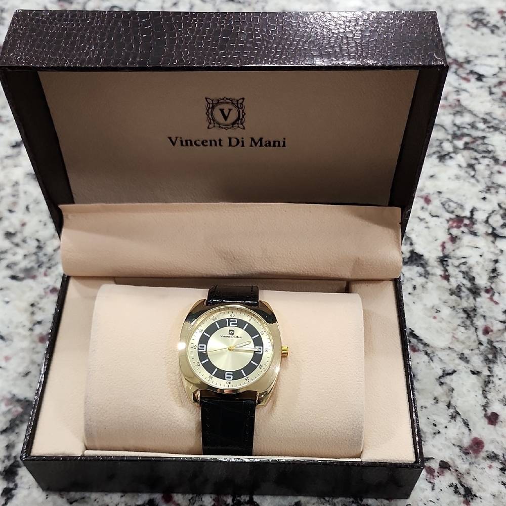 Vincent Di Mani men's analog wristwatch with a black Band.